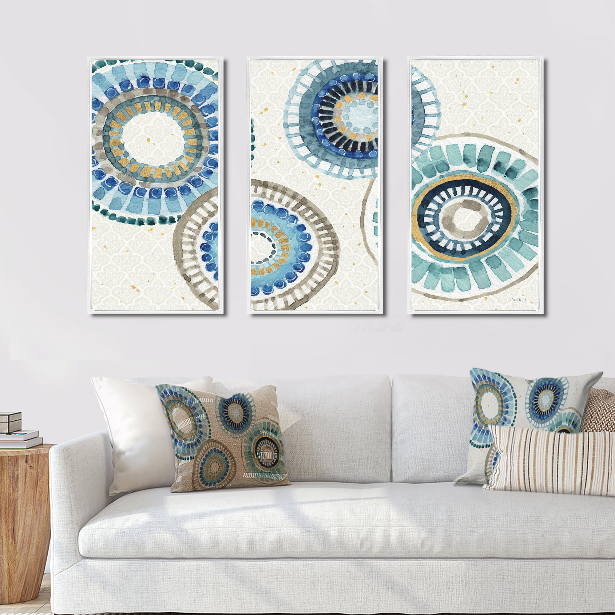 Design Art Modern Gold Timetable II - Mid-Century Modern Framed Canvas Wall Art Set Of 3 ...